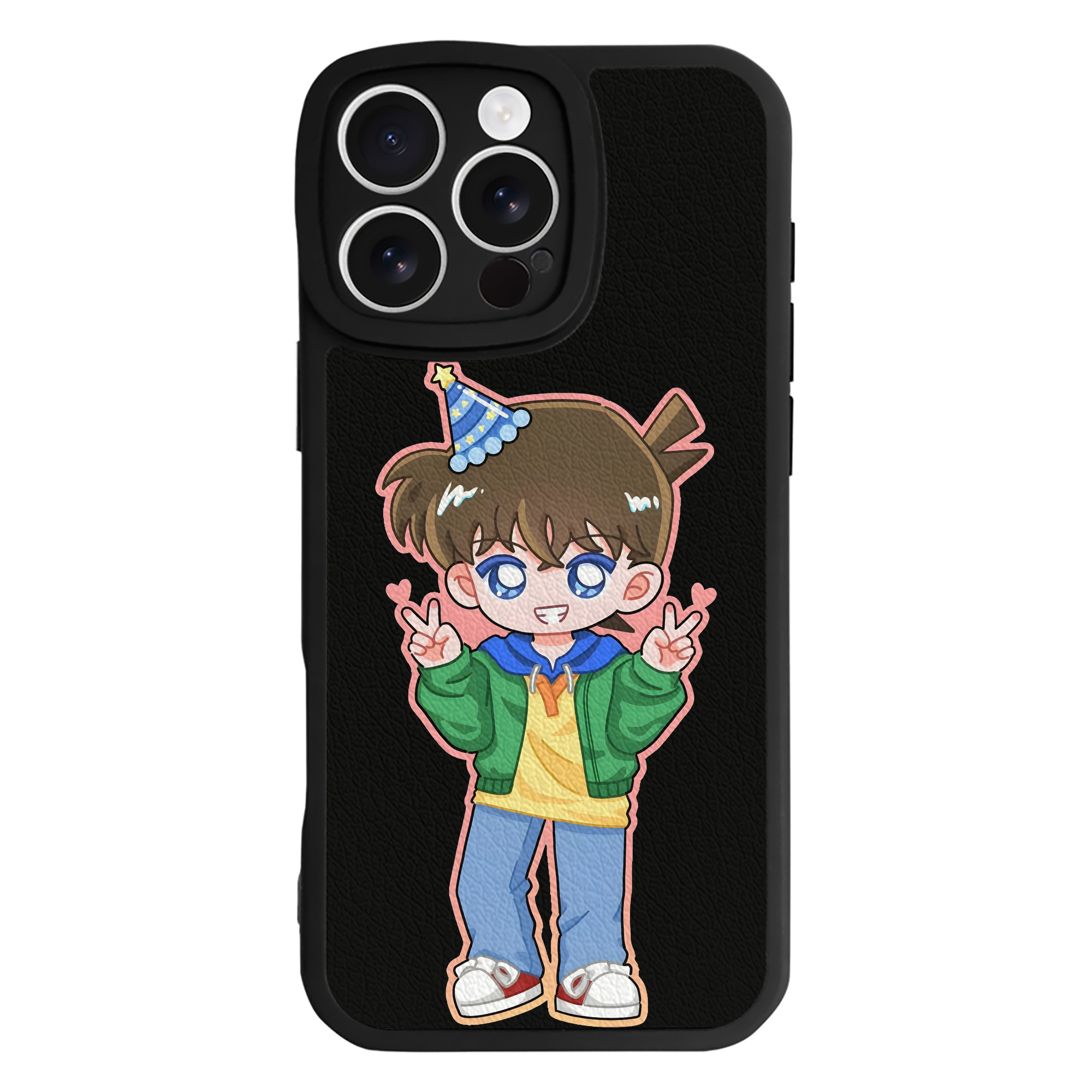 （画像用） 名探偵コナン 江戸川 コナン Detective Conan Conan Edogawa 【iPhone 16シリーズ対応】シリコンスマホケース（レザー調） 材質：シリコン
